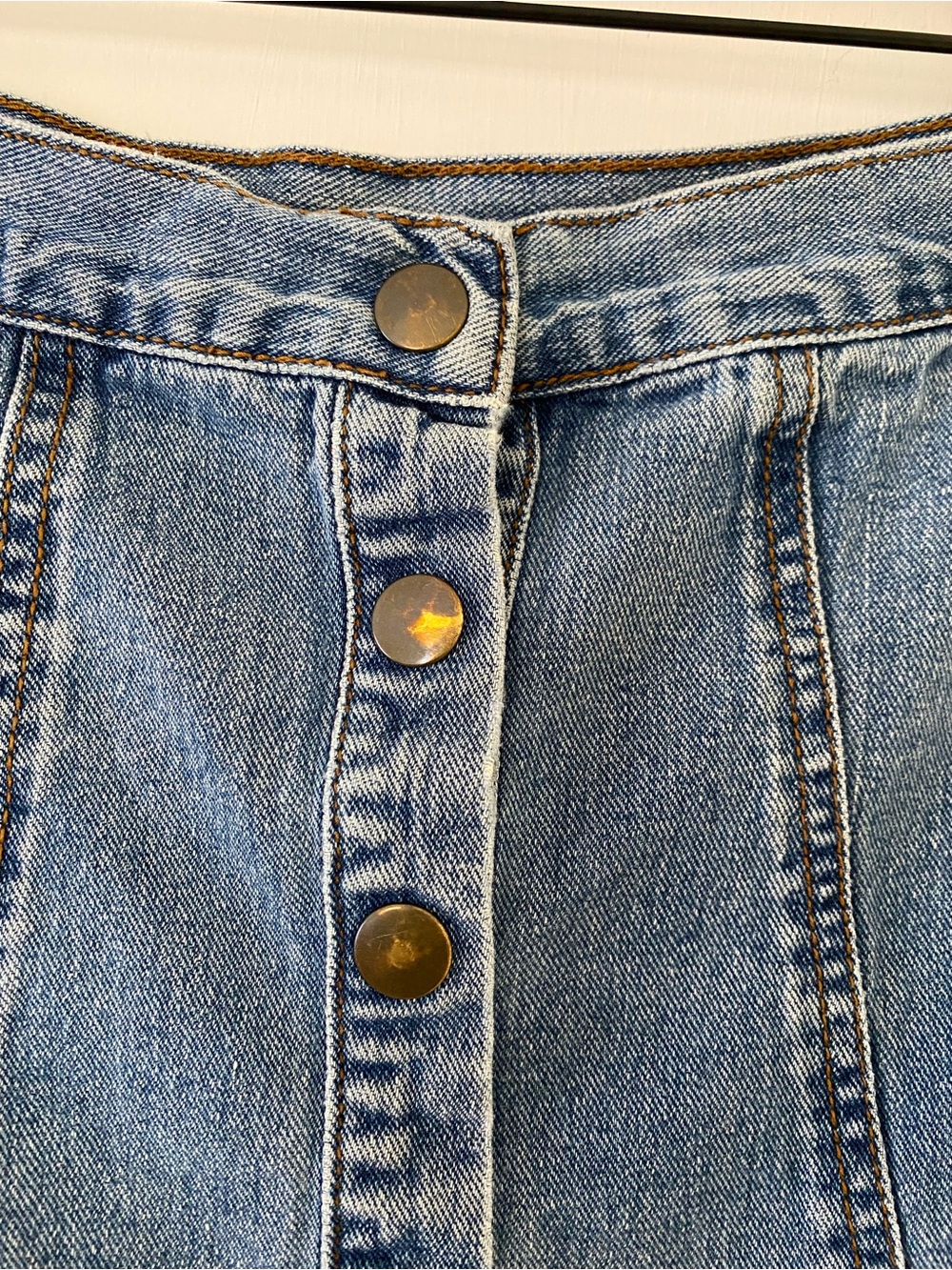 Boston Proper Denim Skirt A-Line Snap-Front Jeans Skirt 90s Y2K style small - Picture 2 of 8